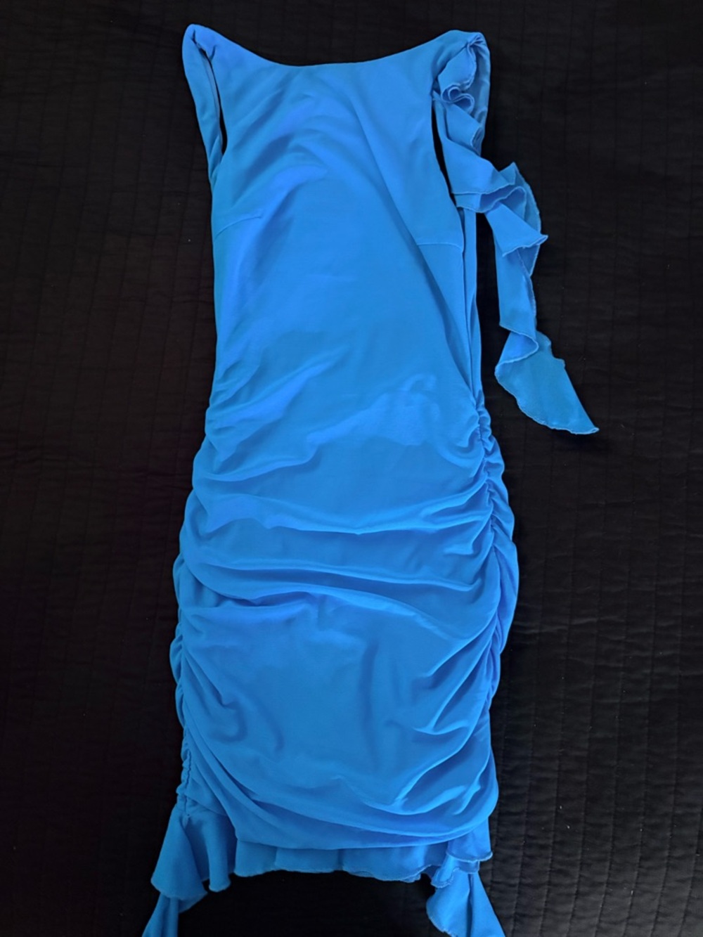 Blue Backless Ruched Women’s Dress